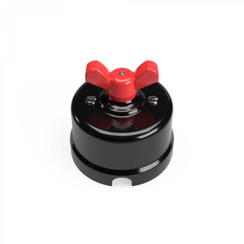 Black porcelain switch with a loop of colors