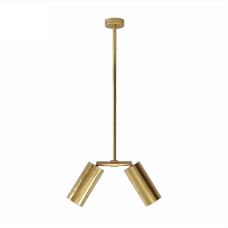 Ceiling suspension with two brass spotlights