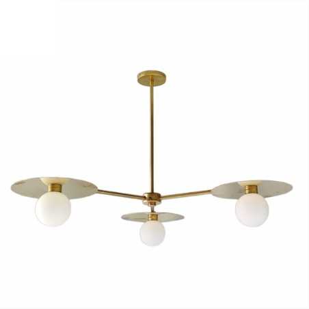 Brass ceiling lamp with three light discs