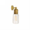 Brass wall light with frosted glass shade