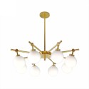 Brass ceiling lamp with 8 glass globes