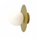 Wall lamp in brass with reflector disc and glass globe