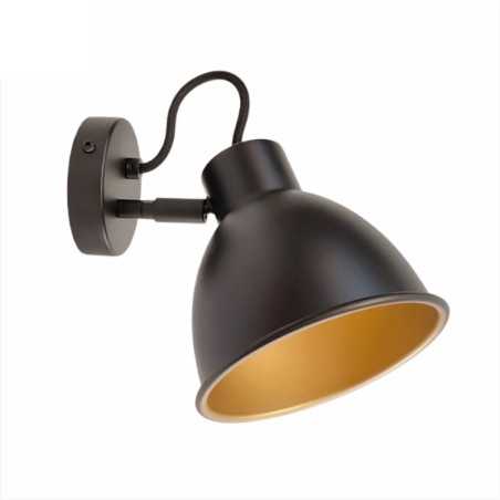 Wall-mounted black spotlight with adjustable hood