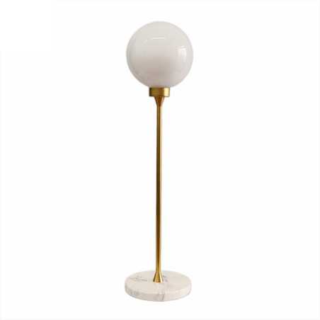 Table lamp with marble base and glass globe