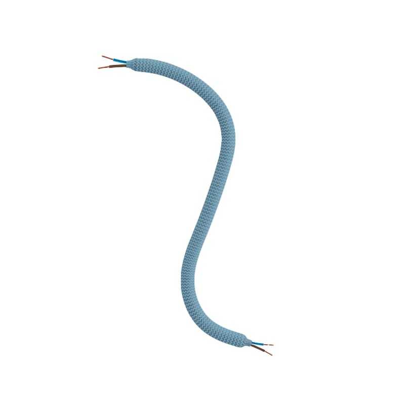 Flexible blue zigzag fabric-covered tube for making lamps