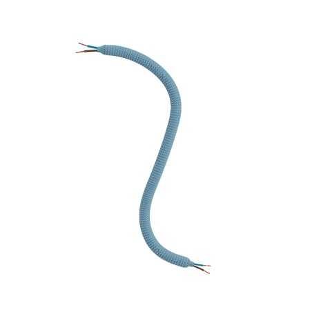 Flexible blue zigzag fabric-covered tube for making lamps