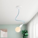 Flexible tube lined with sky blue fabric for making lamps