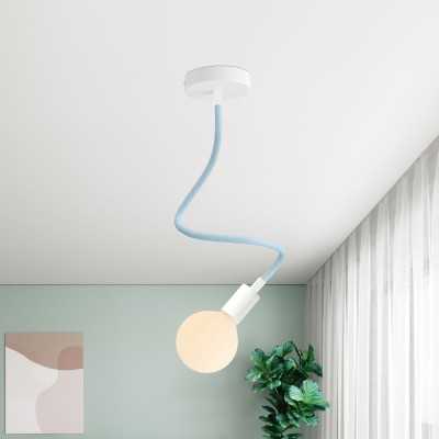 Flexible tube lined with sky blue fabric for making lamps