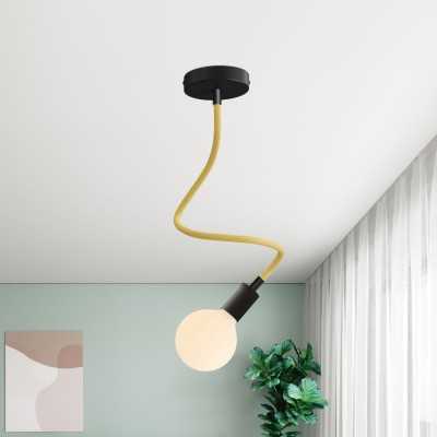 Flexible yellow fabric-covered tube for making lamps