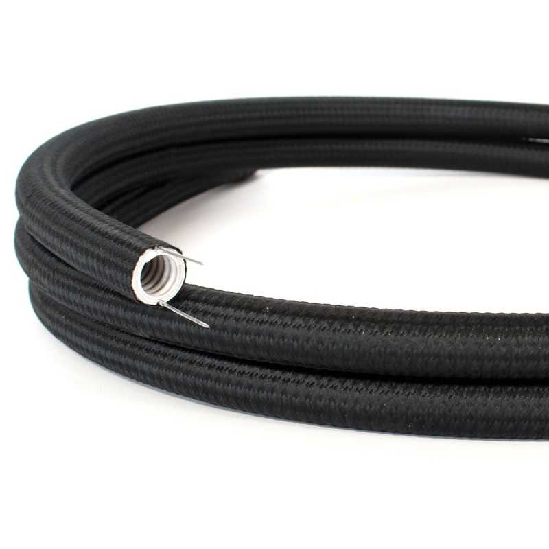 Black semi-flexible decorative tube for light installations