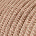 Decorative textile cable by the meter approved in linen pink color