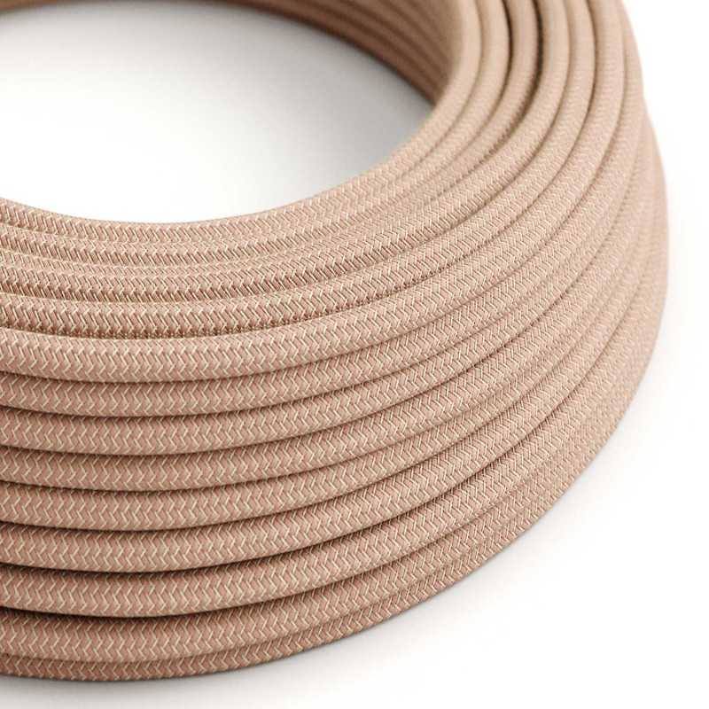 Decorative textile cable by the meter approved in linen pink color