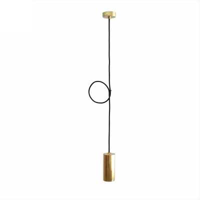 Pendant with brass cylinder and textile cable support