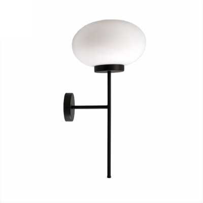 Wall light fixture with two tubes and a flattened matte lampshade