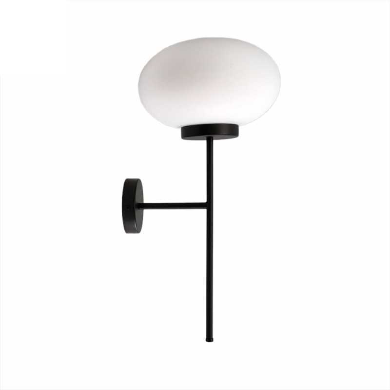 Wall light fixture with two tubes and a flattened matte lampshade