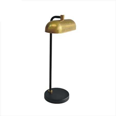 Banker-style table lamp with brass shade