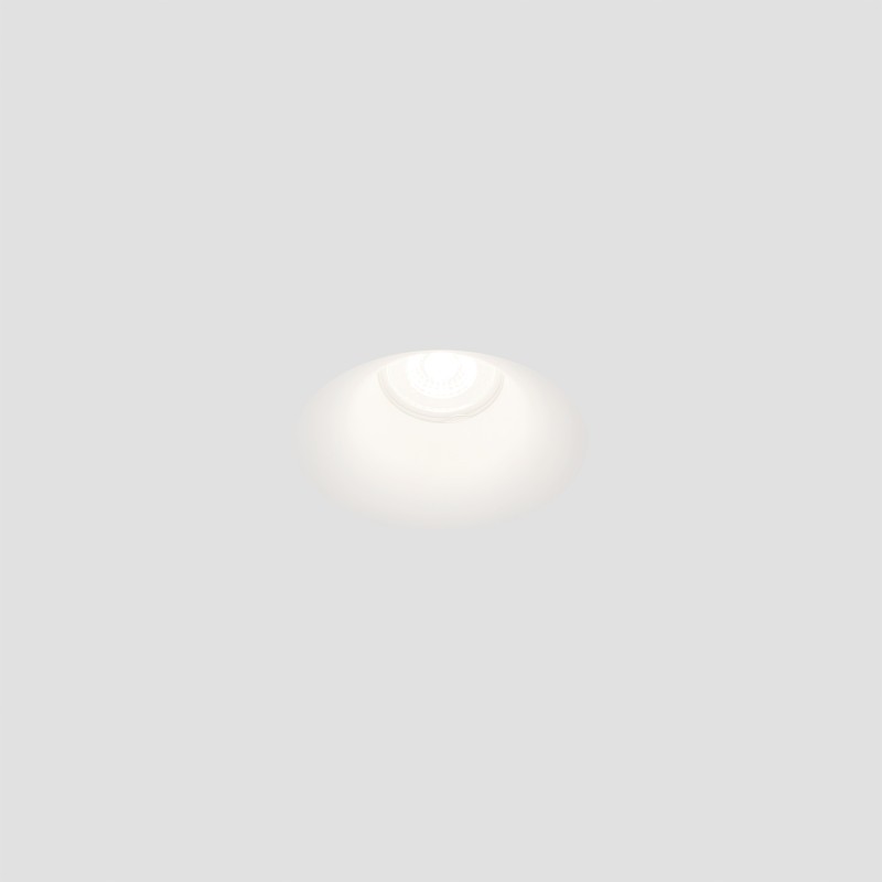 Plaster GU10 spotlight with a diameter of 85 mm and a height of 110 mm.