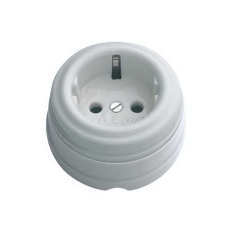 Porcelain socket with grounding outlet