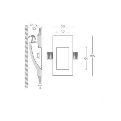 Plaster marker 38mm x 90mm x 53mm depth