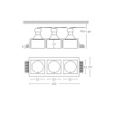Triple plaster GU10 spotlight 210mm x 52mm and height 92mm