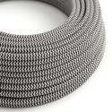 Decorative textile cable by the meter, approved, black and two-tone.