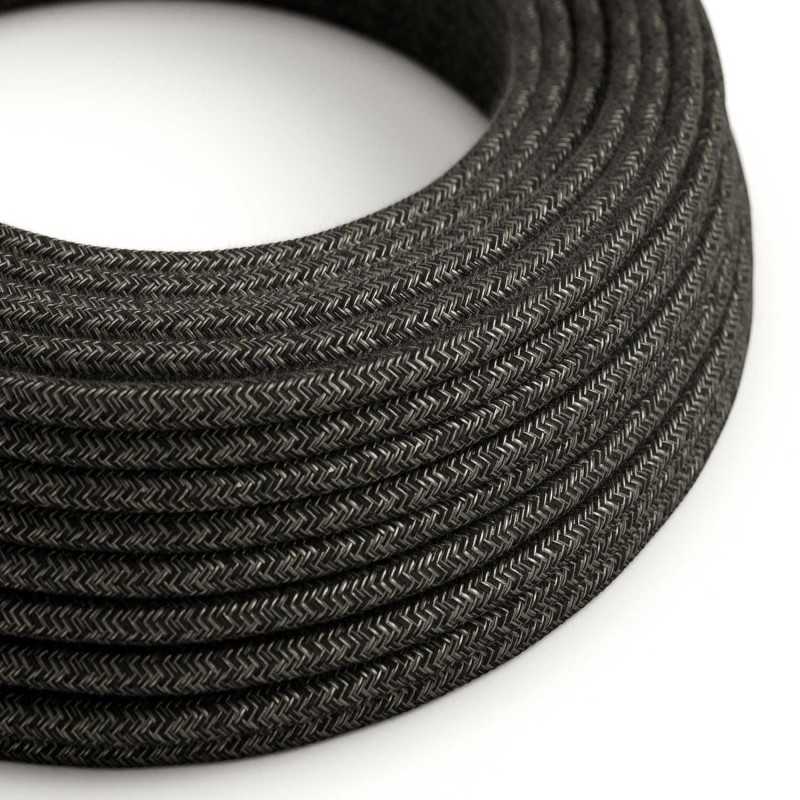 Decorative textile cable by the meter, approved, in black linen color.
