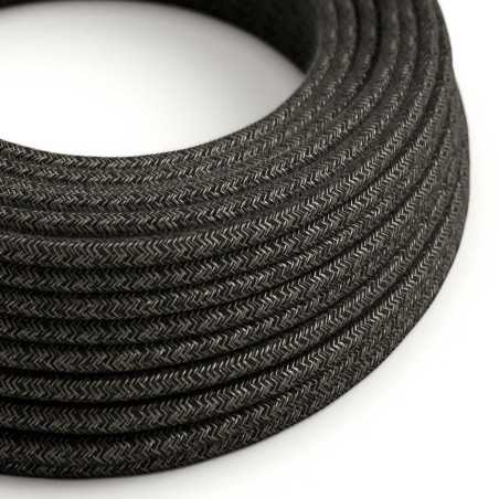 Decorative textile cable by the meter, approved, in black linen color.