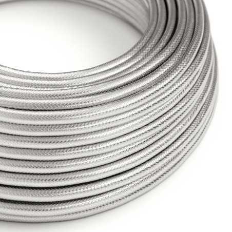 Decorative textile cable sold by the meter, approved, coated with copper and silver.