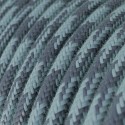 Decorative textile cable by the meter, approved, in stone blue color.