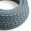 Decorative textile cable by the meter, approved, in stone blue color.