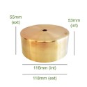 Metal lid made of brass, 43.3mm in height x 104mm in diameter.