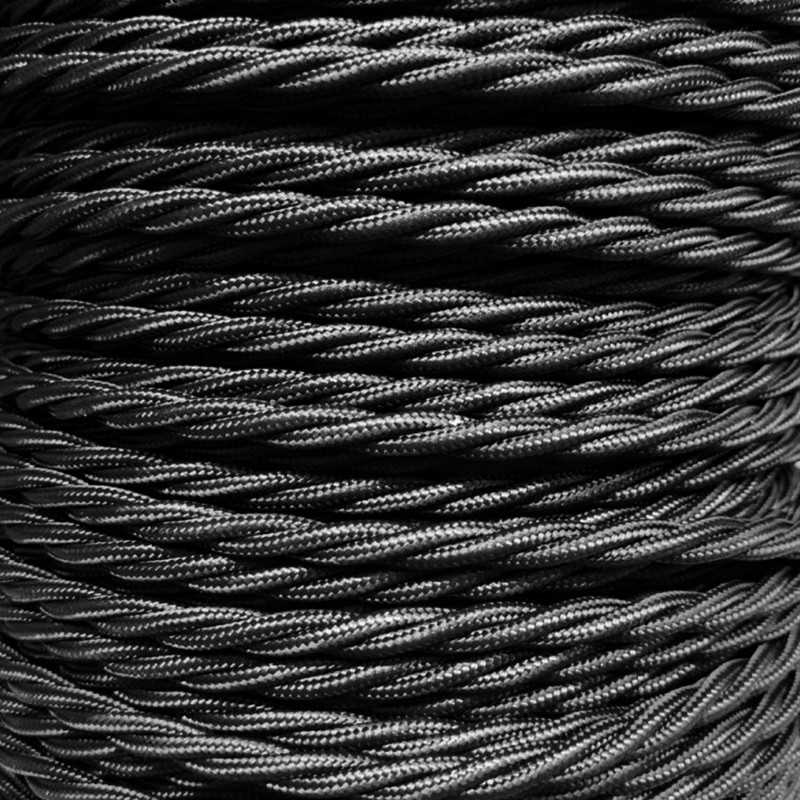 Braided cable by the meter, black color, various sections.