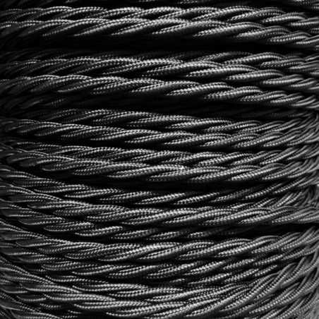 Braided cable by the meter, black color, various sections.