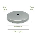 Raw iron globe holder cap 63mm diameter x 7mm