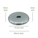 Chromed rounded balloon cover cap 31mm diameter x 4mm