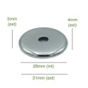 Chromed rounded globe holder cap 26mm diameter x 4mm