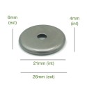 Round raw iron lamp holder cover, 21mm diameter x 4mm