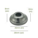 Raw iron conical lamp holder cover, 25mm diameter x 2mm