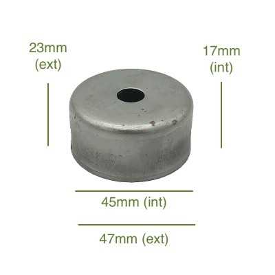 Raw iron globe holder cap 45mm diameter x 17mm