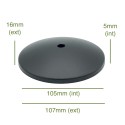 Concave black metal lid, 105mm diameter x 5mm