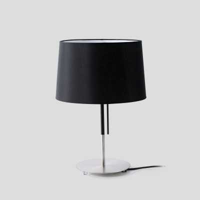 Table lamp made of matte black steel with E27 socket, named TARDAIS.