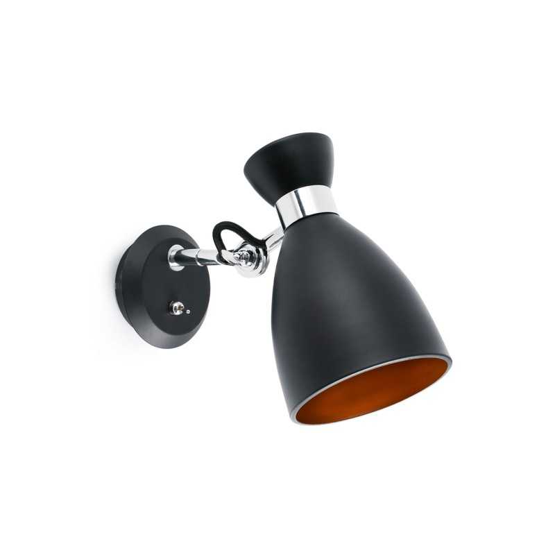 Wall lamp in matte black steel with E14 socket AUBRAC