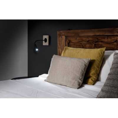 Wall lamp with integrated LED in steel and wood DENAIN