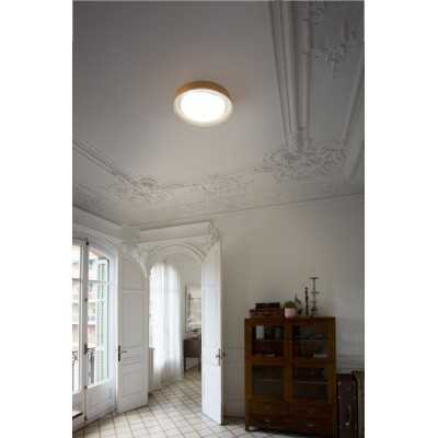 Ceiling lamp with integrated LED in matte white steel AUTHUME