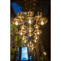 Ceiling lamp in matte gold steel with E27 socket, BAGNOT brand.