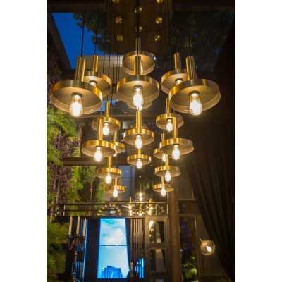 Ceiling lamp in matte gold steel with E27 socket, BAGNOT brand.