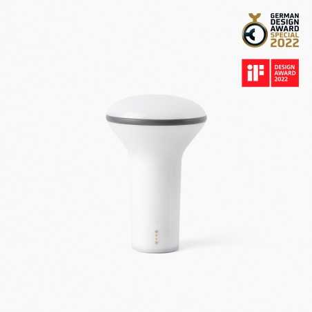 Table lamp with integrated LED in white polycarbonate FOSSEUX