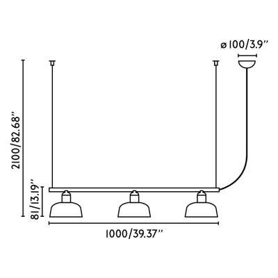 Ceiling lamp in black steel with E27 socket by FONTAN