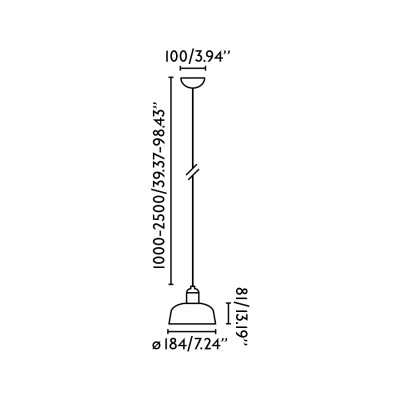 Ceiling lamp in black steel with E27 socket by HACHAN