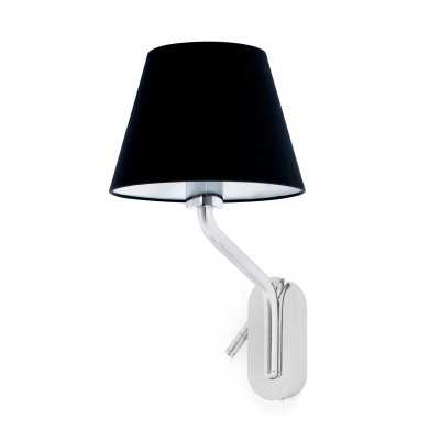 Wall lamp in shiny chrome-plated steel with E27 socket, BOISSEY.